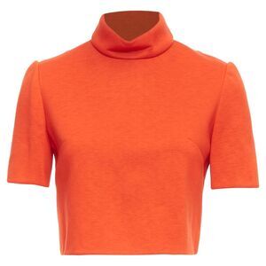 Delpozo Scuba Fabric Hi Neck Crop Top